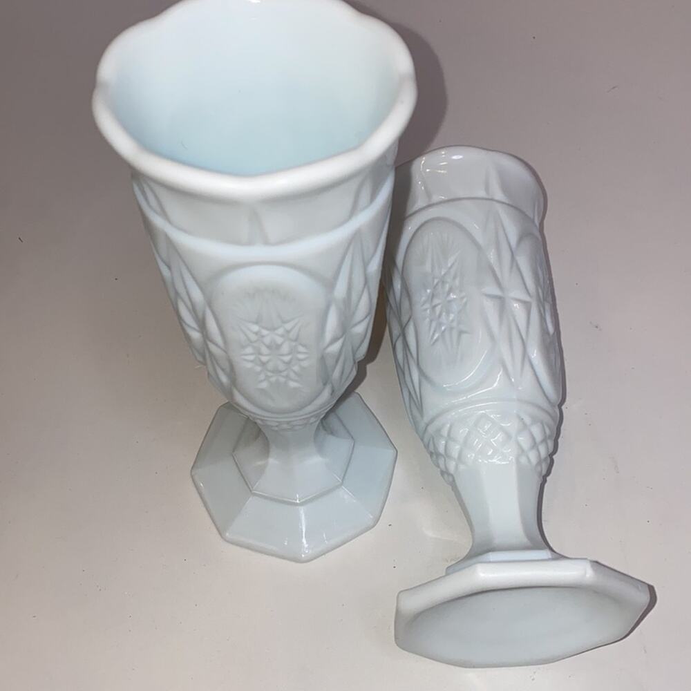 Vintage “Aqua” Milk Glass Goblets Set of 2 EUC collectible